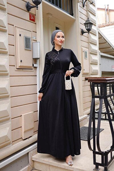 BURCU TESETTÜR Πέτρα με φερμουάρ Λεπτομερής Ferace BRC2303 Μαύρο