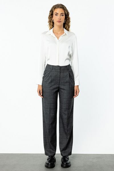 Ekol Plaid Pipe Leg Trousers 1089-24K