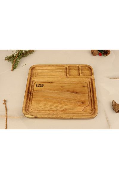 wiella Wooden Presentation Tray, Meat and Toast Presentation Serving Plate, Acacia Plate, Decoration, Accessory, 25x21cm