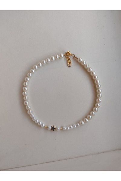 Stoneday Star Pendant - Glass Pearl Design Gold Detailed Necklace