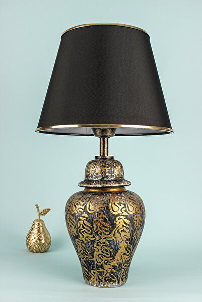 Hmydesign Ireen Handmade Seramik Abajur Gold-Siyah