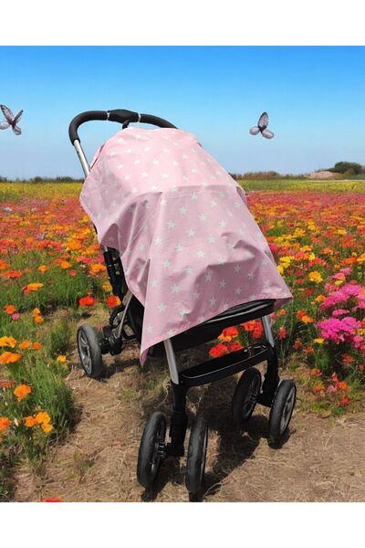 BeybiNest Κάλυμμα θηλασμού 100x80 εκ. Ρυθμιζόμενο μέγεθος Pink Star Underwire - Οργανικό βαμβάκι