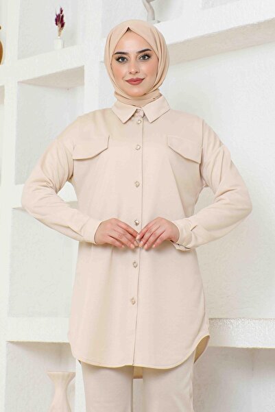 BURCU TESETTÜR Άνετο Παντελόνι Τουνίκ Χιτζάμπ με Κουμπιά - BRC1310