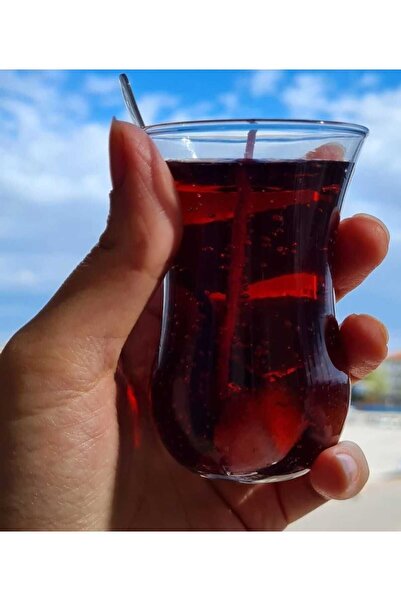 Genel Markalar Kırmızı Çay Bardağı Şeklinde Jel Mum, şık ve dekoratif ev aksesuarı