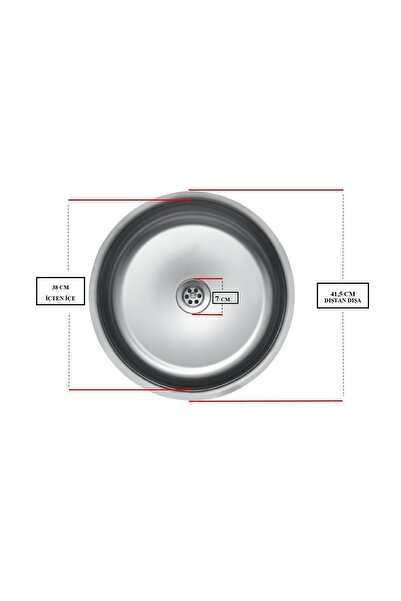 BafArt 38cm Çap 0.50mm Kalınlık Paslanmaz Çelik Eviye Tezgahaltı