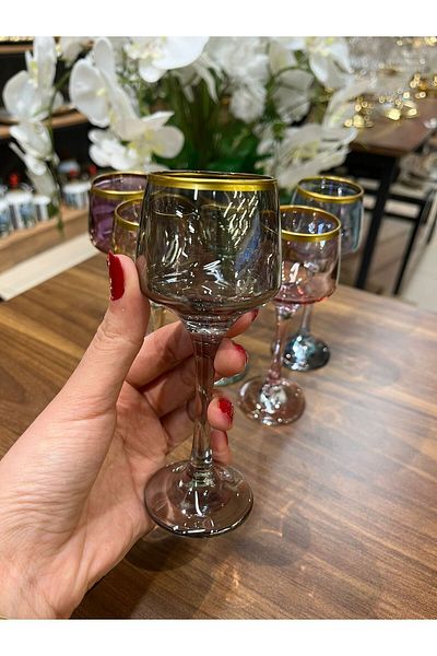 Paşabahçe LAL-506 6-PIECE COFFEE SIDE WATER GLASS WITH COLOR LUSTER