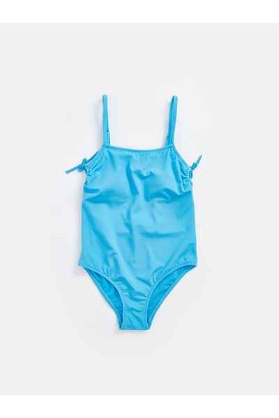 LC Waikiki LCW Kids Türkisfarbener Badeanzug für Mädchen mit quadratischem Kragen