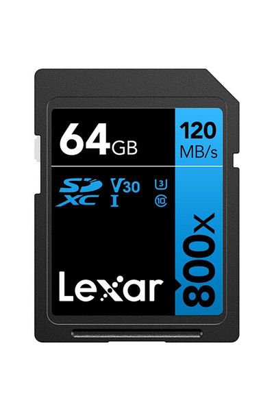 Lexar 64gb 800x Sdxc U3 V30 C10 4k Uhd 120mb/s Uhs-ı Hafiza Card (blue Series) Lsd0800064g-bnnng
