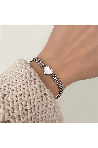 Okko Store سوار القلب اللؤلؤ الصلب