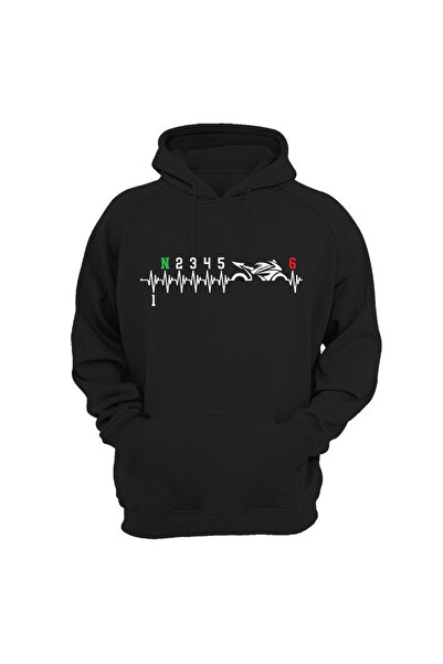 WİDİ Motociclist Heart Rhythm 1n23456 Shift Transitions 100% bumbac Hanorac negru