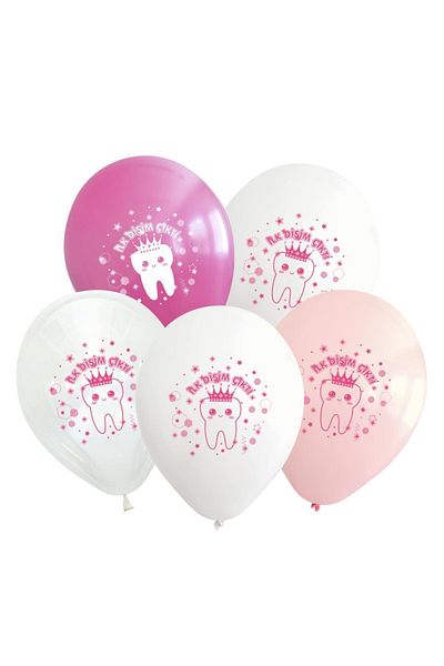 parti sürprizi My First Tooth Came Out Pink Latex Balloon 10 Pieces