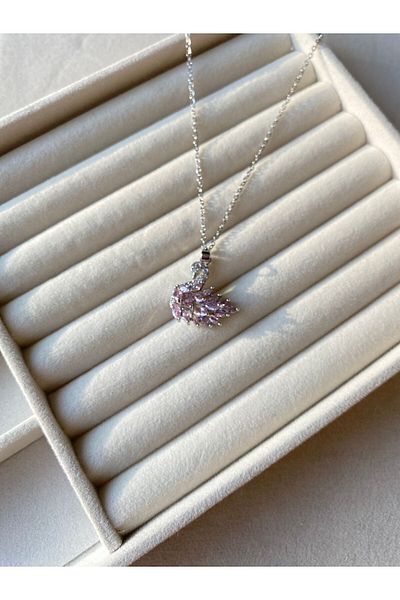 denars jewelry قلادة من الفولاذ الفضي موديل Swan