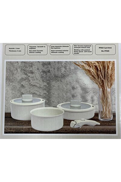miona home Acar Ultimate Pro Yapışmaz Taban İndüksiyon 7 Parça Tencere Set