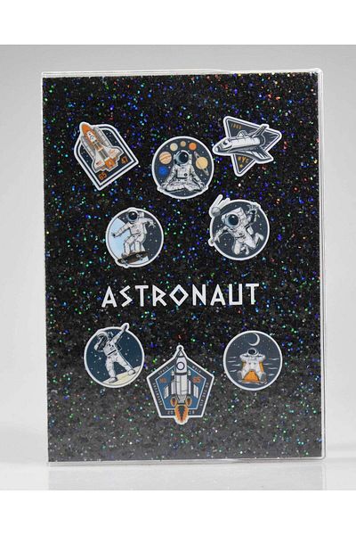 4nio Caietul astronaut negru cu sclipici