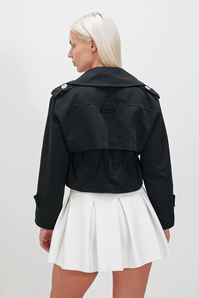 HAKKE Oversize Geniş Kesim Pamuklu Crop TRENÇKOT
