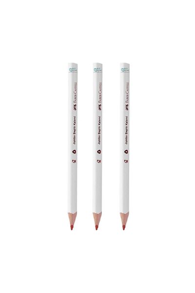 Faber Castell 3 قطع من أقلام الرأس الكبيرة - نسخة حمراء، جسم مثلث أبيض