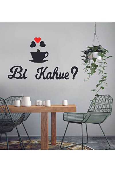 BLgrup 1074 Lazer Kesim Ahşap Duvar Dekoru " Bi -kahve " Yazısı