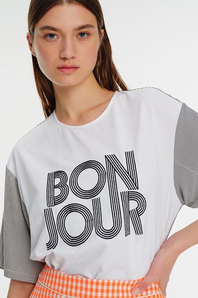 Exquise Πλεκτή μπλούζα με κοντό μανίκι Crew Neck