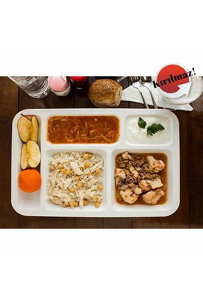 GastroPlast 40 Unbreakable Table Dish Plates, Self-Service, Dining Hall, School, 5 Compartments, Table Dish, Table Dish, Restaurant
