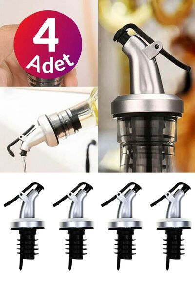 UCR HOME Akıtmaz Kapaklı Şişe Ucu Servis Aparatı Damlalık Yağdanlık Tıpa Tapa Akıtıcı 4 Adet
