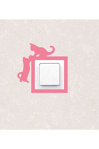 BLgrup 2108 P Laser Cut Wooden Switch Socket Frame Pink Single with Cat