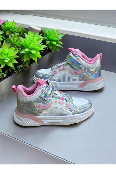 fikret bağcı White Colored Girls' Sports Shoes - Light Sole, Velcro Elastic, High Top