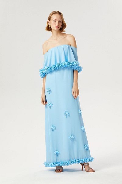 Exquise Boat Neck Long Dress
