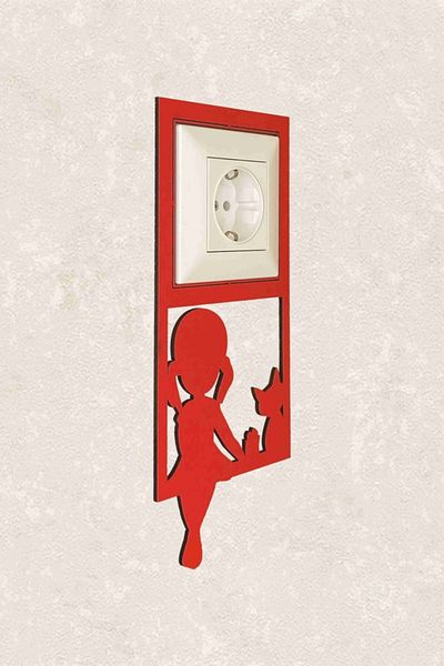 BLgrup 2111-k Laser Cut Wooden Switch Socket Frame Red Single Kids Room