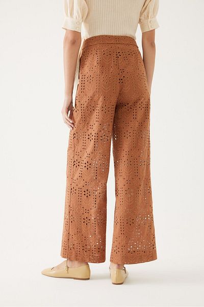 Exquise Tan Laced Trousers