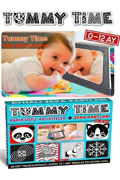 Apexma Eğitici Tummy Time Aynalı Zeka Kartları Oyun Seti - Güvenli Aynalı Zek...