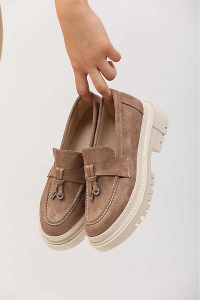 StWenn Γυναικείο Loafer Χονδρής Σόλας - Suede Mink Moccasins