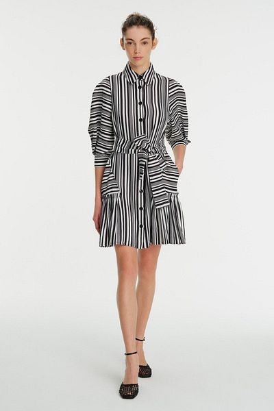 Exquise Rochie mini cu mâneci trei sferturi cu model dungi