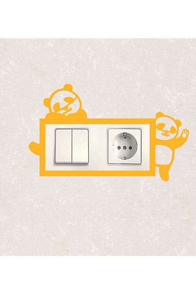 BLgrup 2119-s Laser Cut Wooden Switch Socket Frame Yellow Double Panda