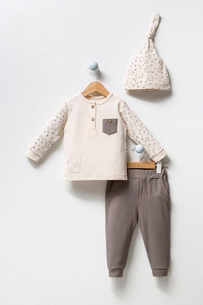 Bubbles CUTE ELEPHANT PRINTED 2-PIECE SET WITH BUTTONS FRONT