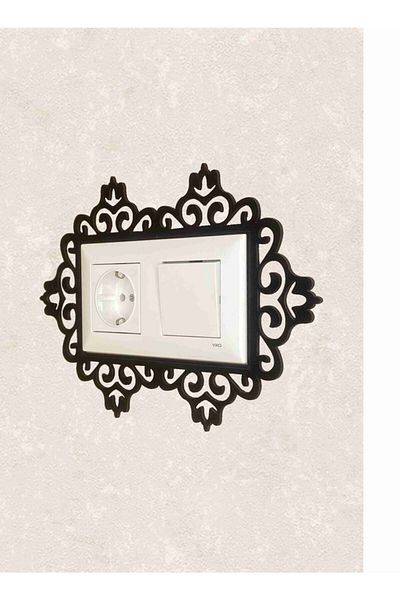 BLgrup 2135 Laser Cut Wooden Decorative Switch Socket Frame Double Ottoman Motif
