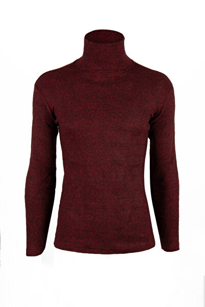 BUCADO Pulover pentru bărbați slim cu gât roșu Claret