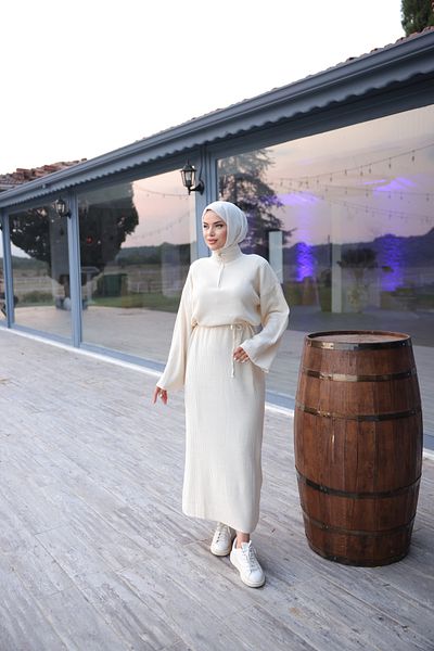 Zaure Hijab Zippered Women's Knitwear Dress