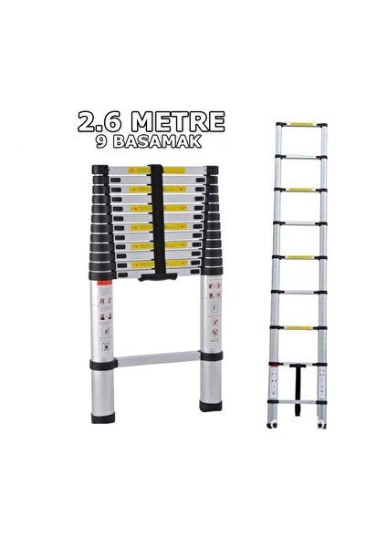 Ebax Teleskopik Merdiven Uzayan Merdiven 9 Basamaklı 2,6 Metre