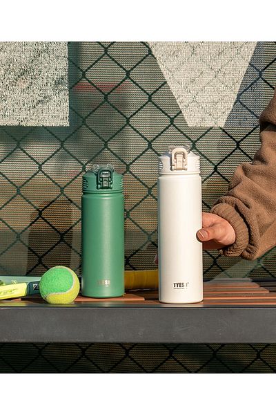 Tyeso Green 600ml Stainless Steel Thermos with Hidden Straw - Active Color