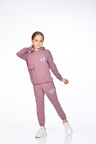 Kamex Set școlar pentru fete din bumbac pieptănat de culoarea mov prune - imp...