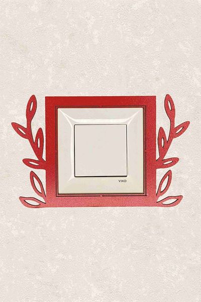 BLgrup 2115-k Laser Cut Wooden Switch Socket Frame Red Double Decorative