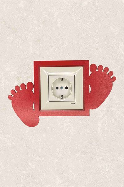 BLgrup 2113-k Laser Cut Wooden Switch Socket Frame Red Single Baby Room Feet