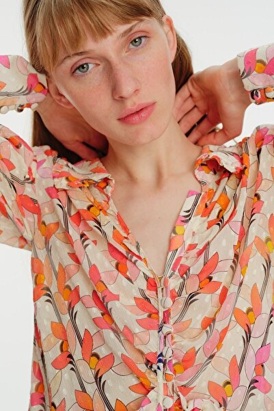 Exquise Μίντι πουκάμισο με μακρυμάνικο σχέδιο