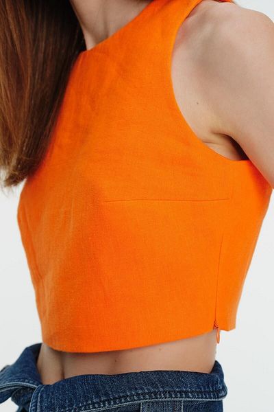 Exquise Λινό Crop Μπλούζα - Crew Neck