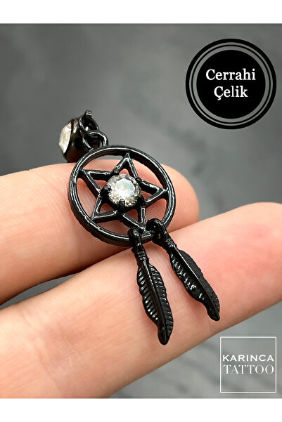 Karınca Piercing Siyah Dreamcatcher Rüya Kapanı Sallantılı Göbek Piercingi Ce...