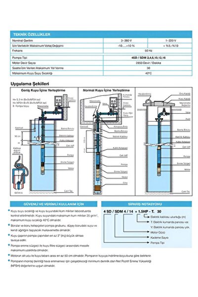 ALARKO-CARRİER Alarko 2 Hp 10 Kademe Derin Kuyu Dalgıç Pompa(30mt Kablolu Ve Pano Dahil)montaja Hazır Tak Çalıştır