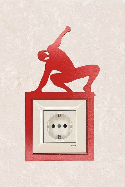 BLgrup 2125-k Laser Cut Decorative Wooden Switch Socket Frame Single Spiderman Red
