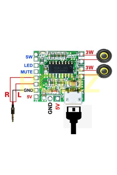 Genel Markalar Pam8403 Mini Ses Yükseltici Class D 2x3w Amfi Kartı Micro Usb Beslemeli Stereo