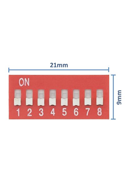 Genel Markalar 8li Dip Switch 8 Pin Kırmızı Anahtar Açık Kapalı Seçim Adres A...