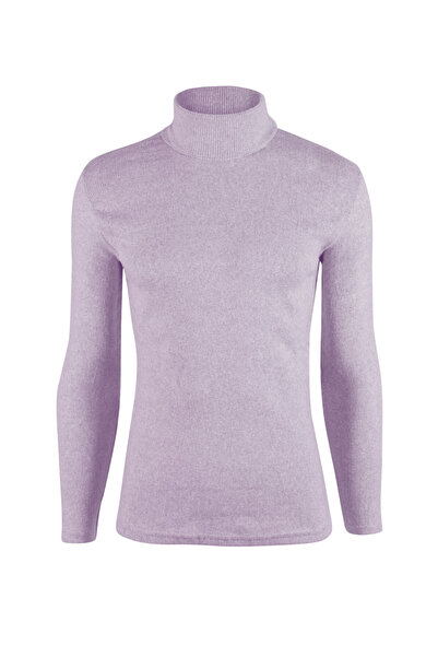 BUCADO Ανδρικό πουλόβερ με λιλά ζιβάγκο με λεπτή εφαρμογή